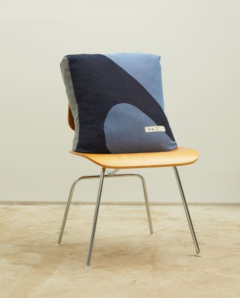 Black-Blue flat knit pillow/seat cushion with removable cover