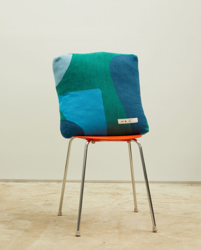 Green-Blue flat knit pillow/seat cushion with removable cover